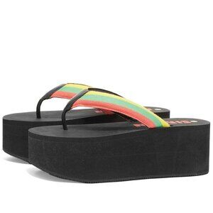 Simon Miller Foami Platform Thong Sandals Size 38 Black Yellow Green Red